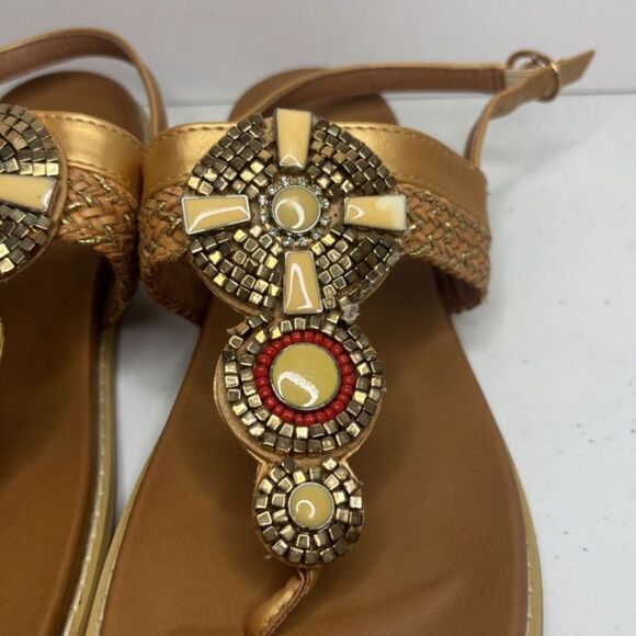 Patrizia Zinzibar Leather Embellished Thong Sandals Slingback Womens - Picture 4 of 10